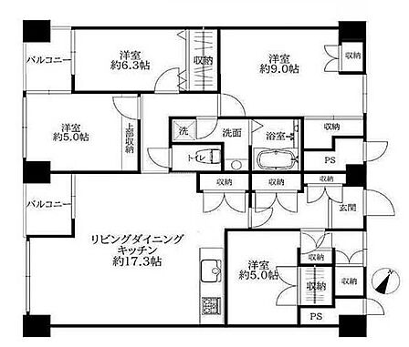17.3帖のLDKは家族が集まっても窮屈さを感じない広さ、自然と家族が集まり会話が始まるそんなあたたかさが生まれる空間です。