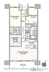 レーベン高岡MIDRISETOWER 3LDKの間取図画像