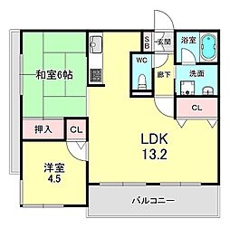 ペルル加島 2LDKの間取図画像