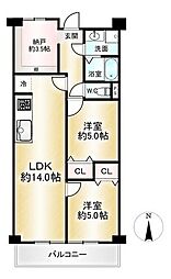 進和江坂アーバンライフ 2LDKの間取図画像