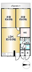 蛍池ハイツ西棟 2LDKの間取図画像