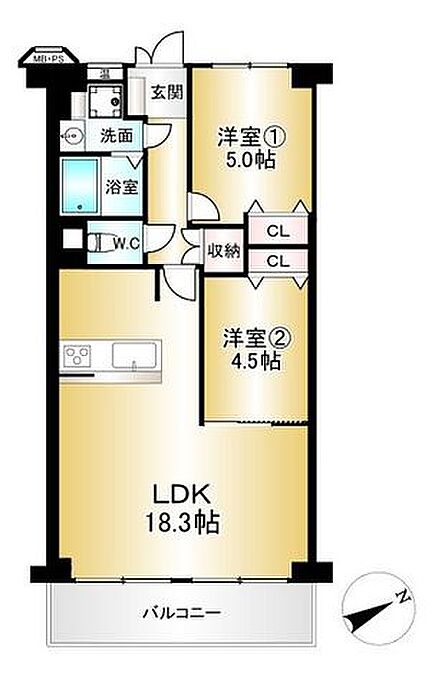 2LDK 間取り