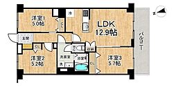 緑ケ丘サンハイツ 3LDKの間取図画像