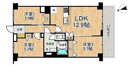 ◆3LDK◆専有面積69.30m2◆バルコニー面積8.82m2