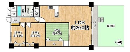 ◆3LDK◆専有面積76.68m2◆バルコニー面積7.68m2◆専用庭面積32.00m2