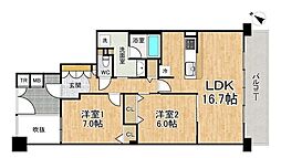 クラウンヒルズ箕面 2LDKの間取図画像