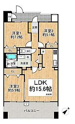 ブリッジコート千里中央 3LDKの間取図画像