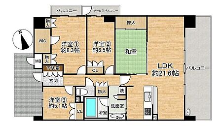 ■4LDK■専有面積107.13m2■バルコニー面積19.20m2