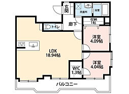 コスモアベニューカワサキ 2LDKの間取図画像
