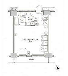 プラウドフラット渋谷富ヶ谷 ワンルームの間取図画像