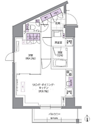 IVYWEST 1LDKの間取図画像