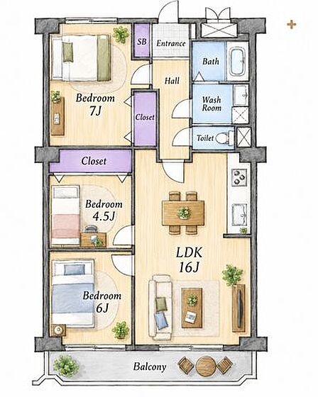 ■南向きのお住まい~リビングと洋室よりバルコニーに出られます