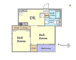 シティコーポパルナス所沢 2DKの間取図画像