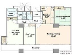 リズムタワー1 3LDKの間取図画像