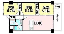 阪急東奈良高層住宅E棟 3LDKの間取図画像