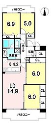 ジオ緑地公園5番館 4LDKの間取図画像