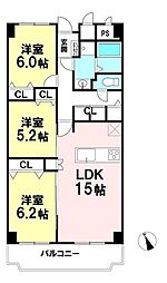ローレルハイツ茨木1号棟 3LDKの間取図画像