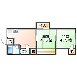 杉岡アパート 2DKの間取図画像