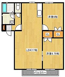 ベルデ高石A 2LDKの間取図画像