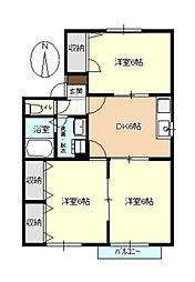 あくらコーポB 3DKの間取図画像