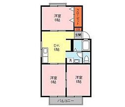 カーサ若葉A 3DKの間取図画像