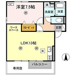 メゾンミ・モレ2 1LDKの間取図画像