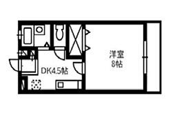 メープル湊B 1Kの間取図画像