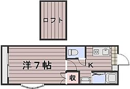 ベルハイツ 1Kの間取図画像
