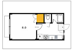 リオン西川原 1Kの間取図画像