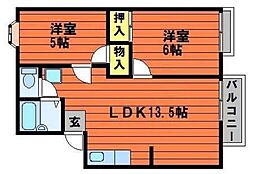 佐藤コーポ 2LDKの間取図画像