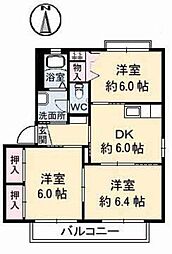 バリュージュ七日市B 3DKの間取図画像