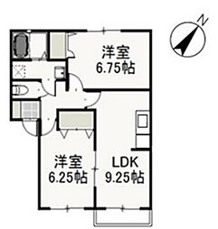 ファミーユ万倍B 2LDKの間取図画像