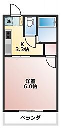 パークプレイス西川原2 1Kの間取図画像