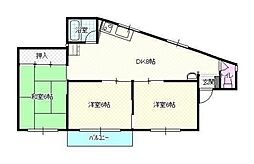 リバーハイツイシダ 3DKの間取図画像