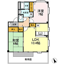フォブール当新田C 2LDKの間取図画像