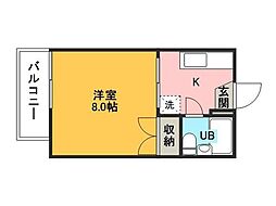 ぼくんち 1Kの間取図画像