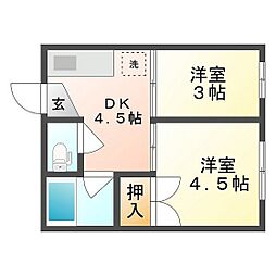 赤木ビル 2DKの間取図画像