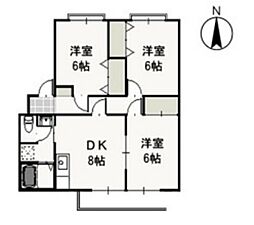 ピュアハイツ北方2 3DKの間取図画像