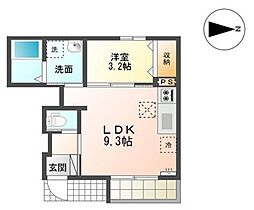 ベルフルール 1LDKの間取図画像
