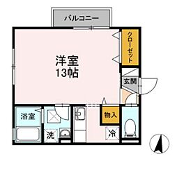 リビングタウン豊成C ワンルームの間取図画像