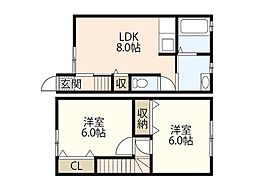 庭瀬ダイイチコーポ 2LDKの間取図画像