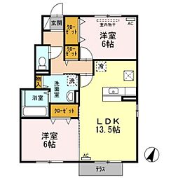 ダイアンサスA 2LDKの間取図画像
