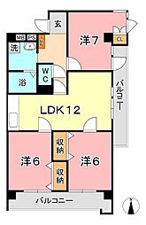 厚生町クラウンズマンション 3LDKの間取図画像