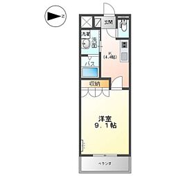 カントリードール 1Kの間取図画像