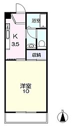 ベルホワイト 1Kの間取図画像