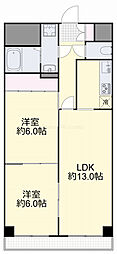 コロニアルリビングニシシマダウエストタワー 2LDKの間取図画像