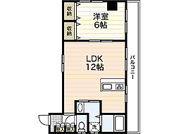 シャインブライト桑田 1LDKの間取図画像