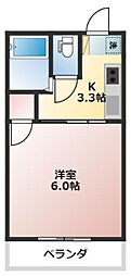 パークプレイス西川原2 1Kの間取図画像