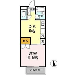 スイートピアフジB 1DKの間取図画像