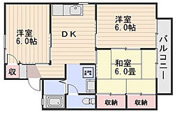 ゼフィール芳泉B 3DKの間取図画像